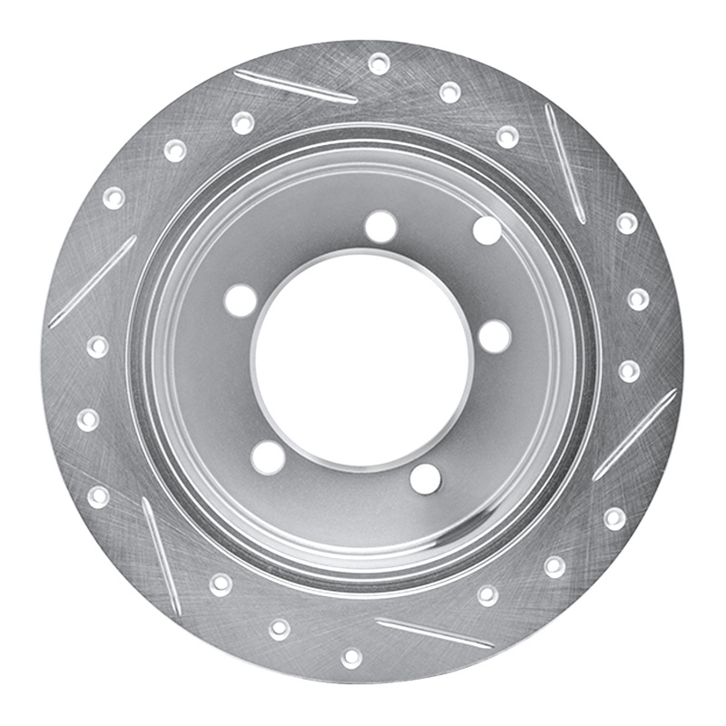 Mitsubishi Diamante Brake Rotor (1) - Rear Left - R1 Concepts - Drilled & Slotted - Silver - `97-`04